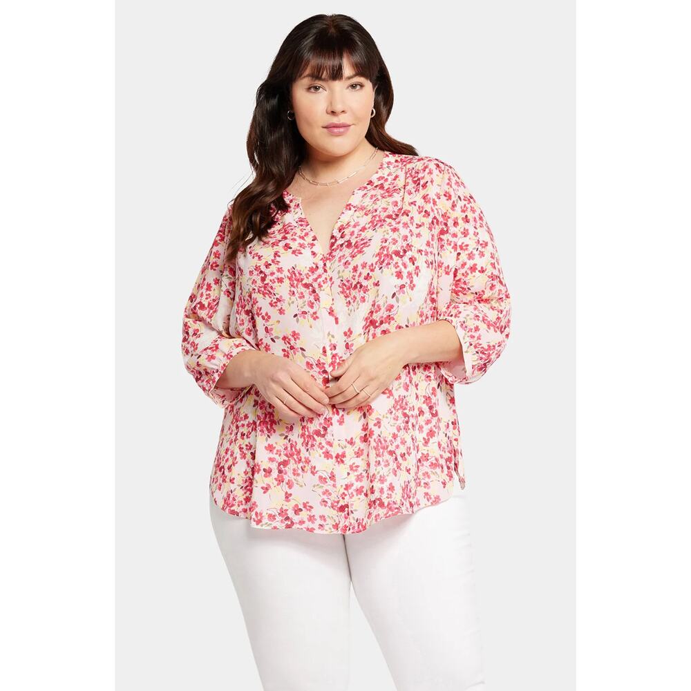 New NYDJ Pintuck Blouse in Summer Wind Plus Size 3X